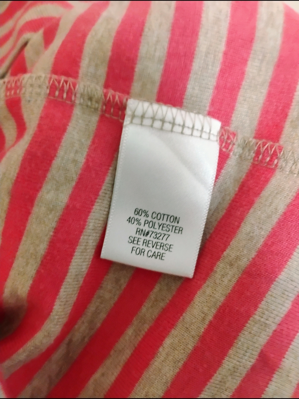 Croft & Barrow XL Pink Beige Striped Long Sleeve Crew Neck Tee - Picture 3 of 6